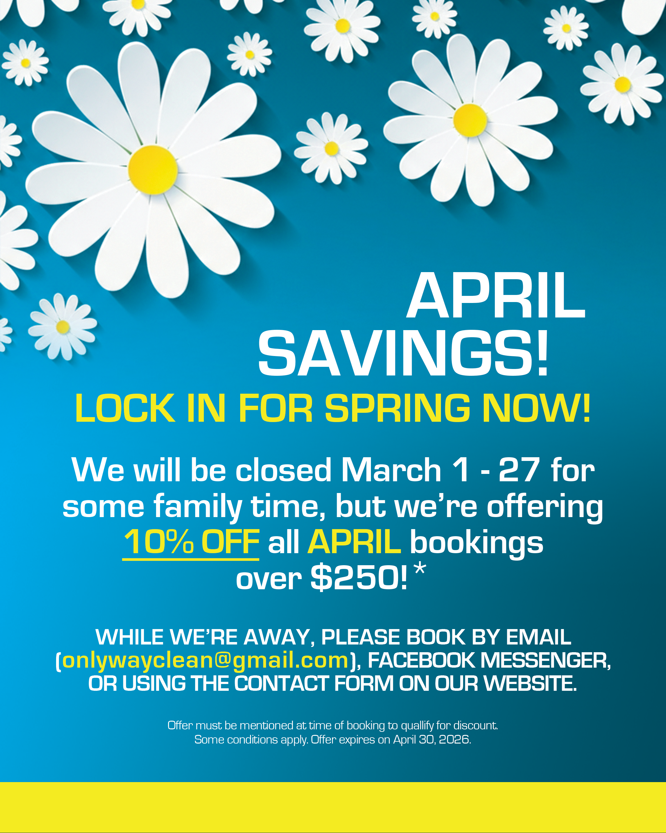 MARCH Schedule Update (April Savings!)